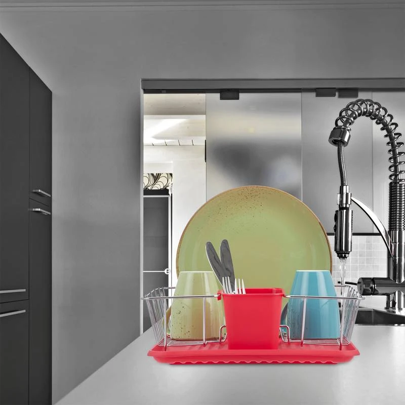 Égouttoir Avec Panier à Couverts Rouge – Image 2