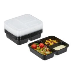 10x Meal Prep Containers 3 Compartiments