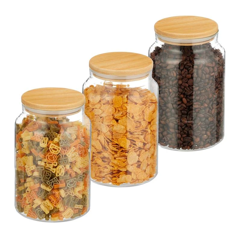 Lot De 3 Bocaux Ronds En Verre