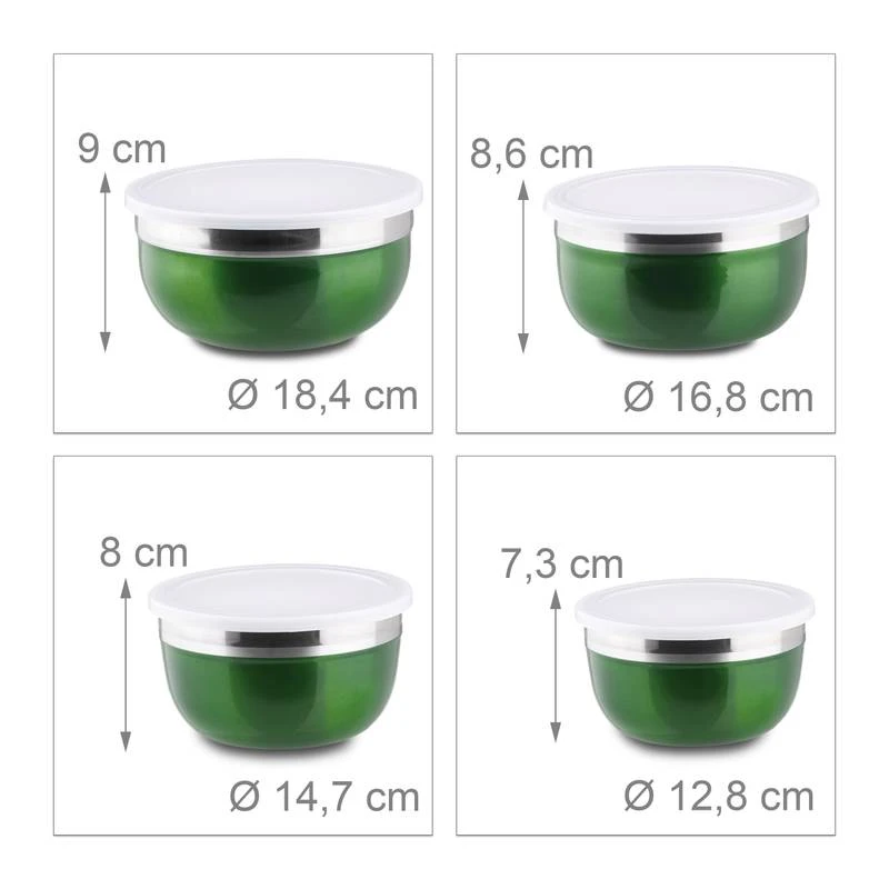 Bol Mélangeur Couvercle Lot 4 Saladiers – Image 4