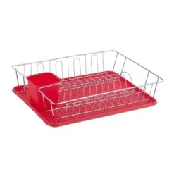 Égouttoir Avec Panier à Couverts Rouge