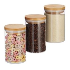 Jeu De 3 Pots De Stockage En Verre 800ml