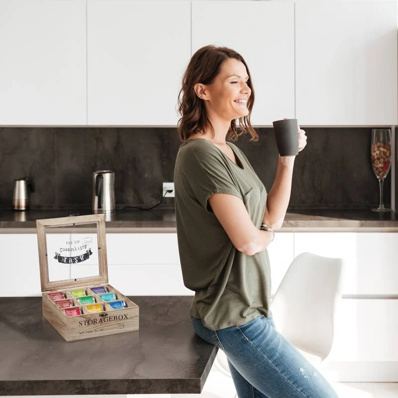 Boîte à Thé Bois 9 Compartiments – Image 3